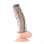 Текстурированная насадка на пенис Clear Textured Penis Enhancing Sleeve Extension - 16,5 см. - BlueLine - в Новокуйбышевске купить с доставкой