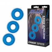 Комплект из трех голубых колец для эрекции 3-Pack Ultra-Stim Stretch Cock Rings - BlueLine - в Новокуйбышевске купить с доставкой