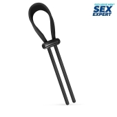 Черный ремень-лассо для усиления эрекции - Sex Expert - в Новокуйбышевске купить с доставкой