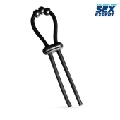 Черное эрекционное кольцо со стимулирующими бусинами - Sex Expert - в Новокуйбышевске купить с доставкой