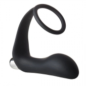 Черное эрекционное кольцо с вибропробкой Vibrating Anal Plug With Cockring - Dream Toys - в Новокуйбышевске купить с доставкой