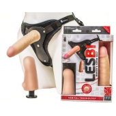 Телесный страпон Harness LESBI с вагинальной пробкой - 16,5 см. - LOVETOY (А-Полимер) - купить с доставкой в Новокуйбышевске