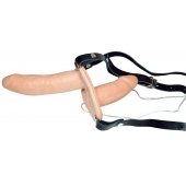 Телесный женский страпон с вагинальной пробкой Strap-On Duo - 15 см. - Orion - купить с доставкой в Новокуйбышевске