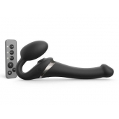 Черный безремневой страпон Multi Orgasm Size S с клиторальной стимуляцией - Strap-on-me - купить с доставкой в Новокуйбышевске