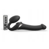 Черный безремневой страпон Multi Orgasm Size M с клиторальной стимуляцией - Strap-on-me - купить с доставкой в Новокуйбышевске