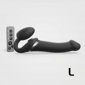 Черный безремневой страпон Multi Orgasm Size L с клиторальной стимуляцией - Strap-on-me - купить с доставкой в Новокуйбышевске