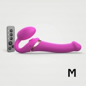 Ярко-розовый безремневой страпон Multi Orgasm Size M с клиторальной стимуляцией - Strap-on-me - купить с доставкой в Новокуйбышевске