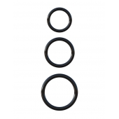 Набор из трех черных эрекционных колец Silicone 3-Ring Stamina Set - Pipedream - в Новокуйбышевске купить с доставкой