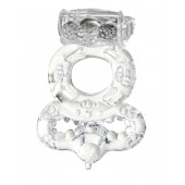 Прозрачное эрекционное кольцо с вибратором  и подхватом - Toyfa Basic - в Новокуйбышевске купить с доставкой