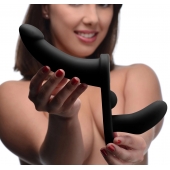 Черный вибрострапон Double Take 10X Double Penetration Vibrating Strap-on Harness - XR Brands - купить с доставкой в Новокуйбышевске
