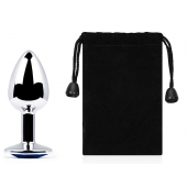 Анальное украшение BUTT PLUG  Small с синим кристаллом - 7 см. - Anal Jewelry Plug - купить с доставкой в Новокуйбышевске