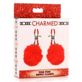 Красные зажимы на соски с помпонами Pom Pom - XR Brands - купить с доставкой в Новокуйбышевске