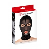 Черная сетчатая маска на голову с отверстиями для глаз и рта - Fetish Tentation - купить с доставкой в Новокуйбышевске