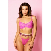 Эффектный розовый пояс из голографической эко-кожи - БДСМ Арсенал - купить с доставкой в Новокуйбышевске