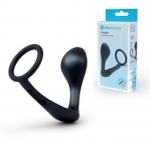 Черное эрекционное кольцо со стимулятором простаты Ringer Cock Ring   Plug - b-Vibe - в Новокуйбышевске купить с доставкой
