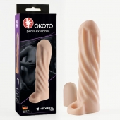 Телесная насадка-удлинитель Okoto со спиралевидным рельефом - 16 см. - Sitabella - в Новокуйбышевске купить с доставкой