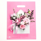Розовый пакет с цветочным принтом и вырубной ручкой (40х31 см) - Сима-Ленд - купить с доставкой в Новокуйбышевске