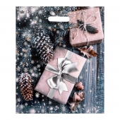 Новогодний пакет с принтом в виде подарков и вырубной ручкой (45х38 см) - Сима-Ленд - купить с доставкой в Новокуйбышевске