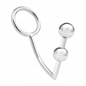 Кольцо на пенис с анальным стимулятором Two Bead Stainless Steel Anal Hook   Cock Ring - BlueLine - в Новокуйбышевске купить с доставкой