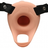 Телесный полый страпон 2  Erection 28X Smooth Vibrating Silicone Penis Sheath - 16 см. - XR Brands - купить с доставкой в Новокуйбышевске
