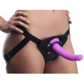 Лиловый поясной страпон Navigator Silicone G-Spot Dildo with Harness - 17,8 см. - XR Brands - купить с доставкой в Новокуйбышевске