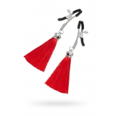 Зажимы на соски «Прищепки» с красными кисточками из шелка - Pecado - купить с доставкой в Новокуйбышевске