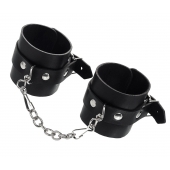 Черные однослойные наручники из натуральной кожи с цепочкой - Pecado - купить с доставкой в Новокуйбышевске