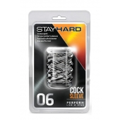 Прозрачная насадка с объёмными чёрточками STAY HARD COCK SLEEVE 06 CLEAR - Blush Novelties - в Новокуйбышевске купить с доставкой