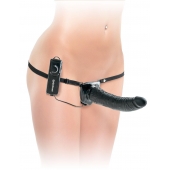 Черный страпон с вагинальной пробкой Deluxe Vibrating Penetrix Strap-On - 19 см. - Pipedream - купить с доставкой в Новокуйбышевске