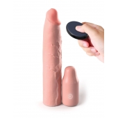 Телесная вибронасадка на член 3  Vibrating Mega X-tension with Remote - 22,9 см. - Pipedream - в Новокуйбышевске купить с доставкой