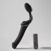 Черный безремневой вибрострапон Strap-On-Me Multi Orgasm Size XL - Strap-on-me - купить с доставкой в Новокуйбышевске