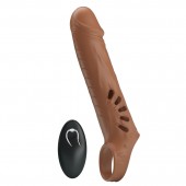 Коричневая вибронасадка с подхватом мошонки и пультом ДУ - Baile - в Новокуйбышевске купить с доставкой