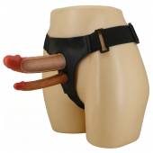 Темно-бежевый фаллопротез для двойного проникновения - 17,5 см. - Baile - купить с доставкой в Новокуйбышевске