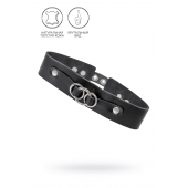 Черный чокер-ошейник со связанными кольцами на подложке - Pecado - купить с доставкой в Новокуйбышевске