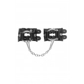 Черные кожаные наручники-браслеты из двух ремешков - Pecado - купить с доставкой в Новокуйбышевске