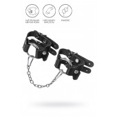 Черные кожаные наручники-браслеты из двух ремешков - Pecado - купить с доставкой в Новокуйбышевске