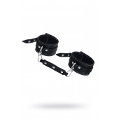 Черные двухслойные кожаные оковы с белой строчкой - Pecado - купить с доставкой в Новокуйбышевске