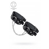 Черные кожаные оковы с двумя ремешками - Pecado - купить с доставкой в Новокуйбышевске