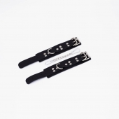 Черные кожаные наручники с регулируемыми ремешками - Crazy Handmade - купить с доставкой в Новокуйбышевске