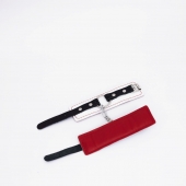 Бело-красные кожаные наручники - Crazy Handmade - купить с доставкой в Новокуйбышевске