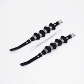 Черные кожаные оковы из звеньев - Crazy Handmade - купить с доставкой в Новокуйбышевске