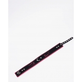 Черно-розовый кожаный ошейник с розовой строчкой - Crazy Handmade - купить с доставкой в Новокуйбышевске