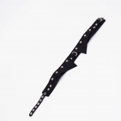 Черный однослойный кожаный ошейник с имитацией воротничка - Crazy Handmade - купить с доставкой в Новокуйбышевске