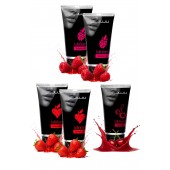 Набор из 5 съедобных лубрикантов JUJU (клубника х 2, малина х 2, вишня) - JuJu - купить с доставкой в Новокуйбышевске