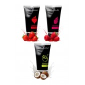 Набор из 3 съедобных лубрикантов JUJU (клубника, малина, кокос) - JuJu - купить с доставкой в Новокуйбышевске