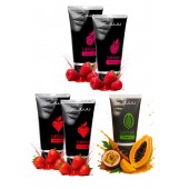 Набор из 5 съедобных лубрикантов JUJU (клубника х 2, малина х 2, тропические фрукты) - JuJu - купить с доставкой в Новокуйбышевске