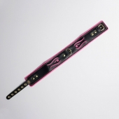 Черно-розовый ошейник с золотистой фурнитурой - Crazy Handmade - купить с доставкой в Новокуйбышевске