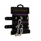 Черно-фиолетовые скругленные наручники с мягкой подкладкой - Crazy Handmade - купить с доставкой в Новокуйбышевске