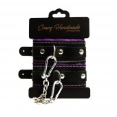 Черно-фиолетовые скругленные наручники с мягкой подкладкой - Crazy Handmade - купить с доставкой в Новокуйбышевске