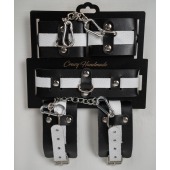 Набор фиксаторов из черной и белой натуральной кожи - Crazy Handmade - купить с доставкой в Новокуйбышевске